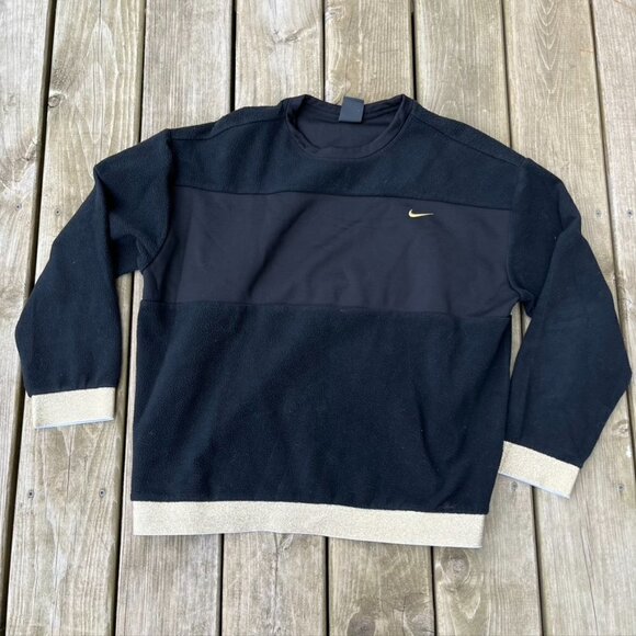 Nike Tops - Nike black fleece gold trim pullover sweatshirt Large
